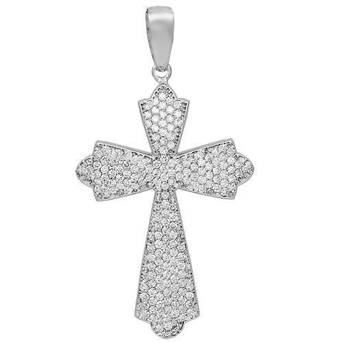 14K Solid White Gold Womens Diamond Cross Pendant 2.50 Ctw