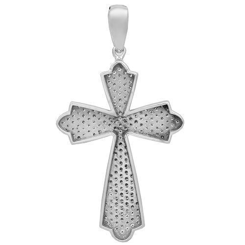 14K Solid White Gold Womens Diamond Cross Pendant 2.50 Ctw