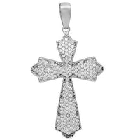 Thumbnail for 14K Solid White Gold Womens Diamond Cross Pendant 2.50 Ctw