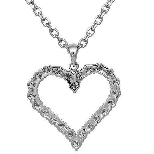 14K Solid White Gold Womens Diamond Heart Pendant 4.75 Ctw