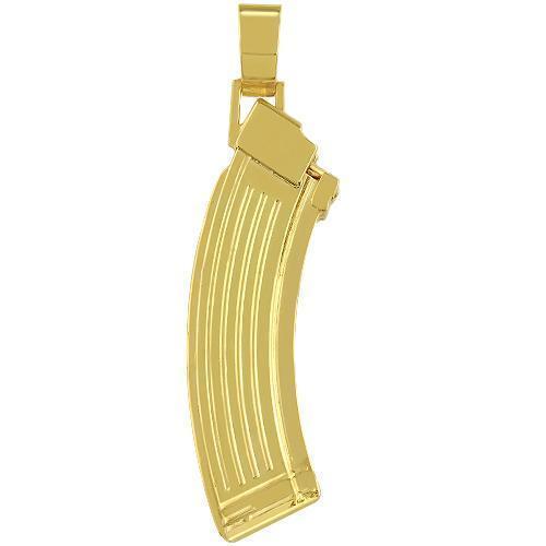 14K Solid Yellow Gold  "AK 47 Magazines" Customized Diamond Pendant 1.72 Ctw