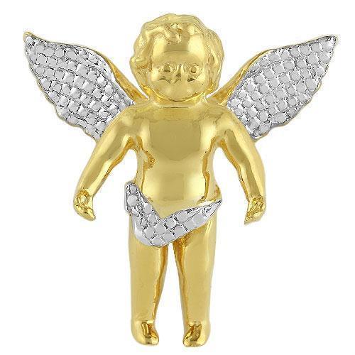 Rose, White, Yellow 14K Solid Yellow Gold Angel Pendant