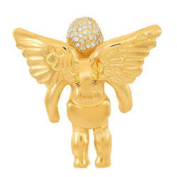 Thumbnail for 14K Solid Yellow Gold Custom Diamond Angel Pendant 1.50 Ctw