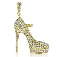 Thumbnail for 14K Solid Yellow Gold Custom Diamond Lady Shoe Pendant 2.50 Ctw