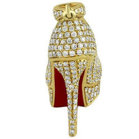 Thumbnail for 14K Solid Yellow Gold Custom Diamond Lady Shoe Pendant 2.50 Ctw