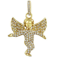 Thumbnail for Yellow 14K Solid Yellow Gold Diamond Angel Pendant 1.00 Ctw