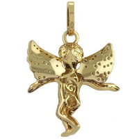 Thumbnail for Yellow 14K Solid Yellow Gold Diamond Angel Pendant 1.00 Ctw