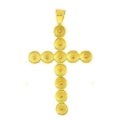 Yellow 14K  Solid Yellow Gold Diamond Cross Pendant 0.75 Ctw