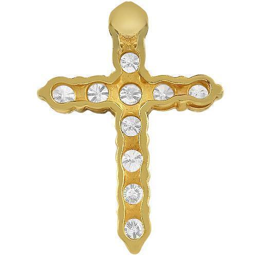 14K Solid Yellow Gold Diamond Cross Pendant 4.50 Ctw