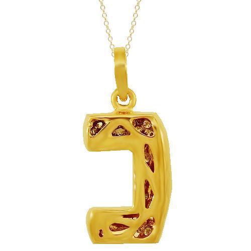 Yellow 14K Solid Yellow Gold Diamond Letter Initial C Pendant 0.75 Ctw