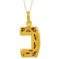 Thumbnail for Yellow 14K Solid Yellow Gold Diamond Letter Initial C Pendant 0.75 Ctw