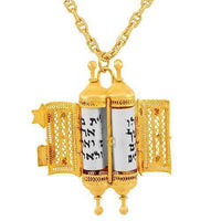 Thumbnail for Yellow 14K Solid Yellow Gold Gemstone Torah Pendant 0.30 Ctw