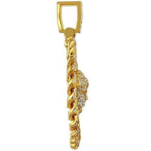 14K Solid Yellow Gold Mens Custom Design Diamond 'Medusa' Head Pendant 7.50 Ctw