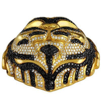 Thumbnail for 14K Solid Yellow Gold Mens Custom Design Diamond Tiger Pendant With White And Black Diamonds 9.00 Ctw