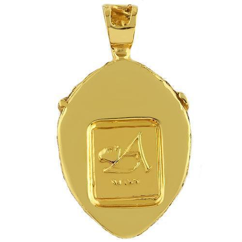 Yellow 14K Solid Yellow Gold Mens Custom Design Diamond Tiger Pendant with White, Black and Yellow Diamonds