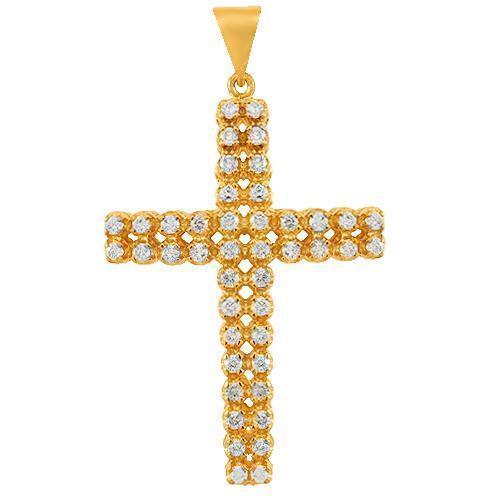 Yellow 14K Solid Yellow Gold Mens Diamond Cross Pendant 1.75 Ctw