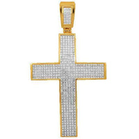 Thumbnail for 14K Solid Yellow Gold Mens Diamond Cross Pendant 15.60 Ctw