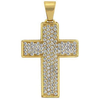 Thumbnail for 14K Solid Yellow Gold Mens Diamond Cross Pendant 3.75 Ctw