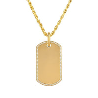 Thumbnail for 14K Solid Yellow Gold Mens Diamond Dog Tag Pendant 1.50 Ctw