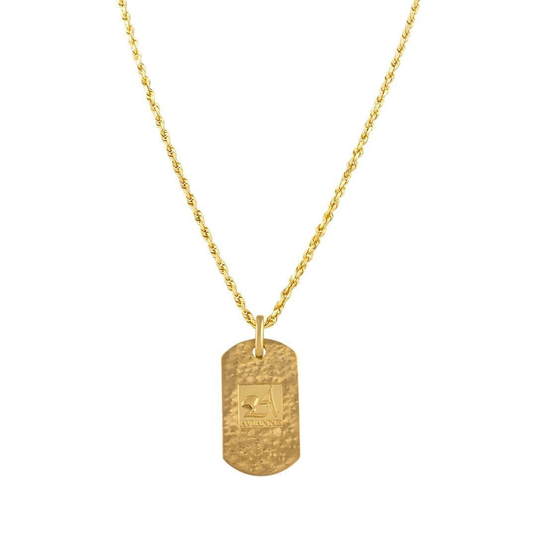 14K Solid Yellow Gold Mens Diamond Dog Tag Pendant 1.50 Ctw