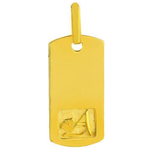 14K Solid Yellow Gold Mens Diamond Dog Tag Pendant 3.50 Ctw