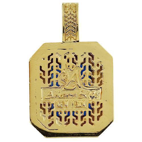 14K Solid Yellow Gold Mens Diamond Sapphire Pendant 4.00 Ctw