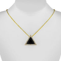 Thumbnail for 14K Solid Yellow Gold Triangular Diamond Pendant with Black Garnet 15.00 Ctw