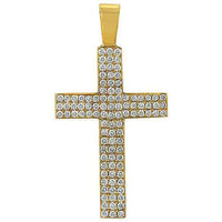 Thumbnail for 14K Solid Yellow Gold Unisex Diamond Cross Pendant 3.00 Ctw