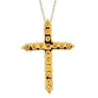 14K Solid Yellow Gold Diamond-Cut Cross Pendant – 1.75 Inch Crucifix For Men Women