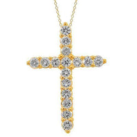 Thumbnail for 14K Solid Yellow Gold Womens Diamond Cross Pendant 2.01 Ctw