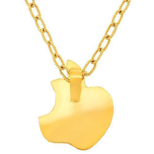 14K Solid Yellow Gold Womens Diamond Custom Apple Pendant 3.91 Ctw