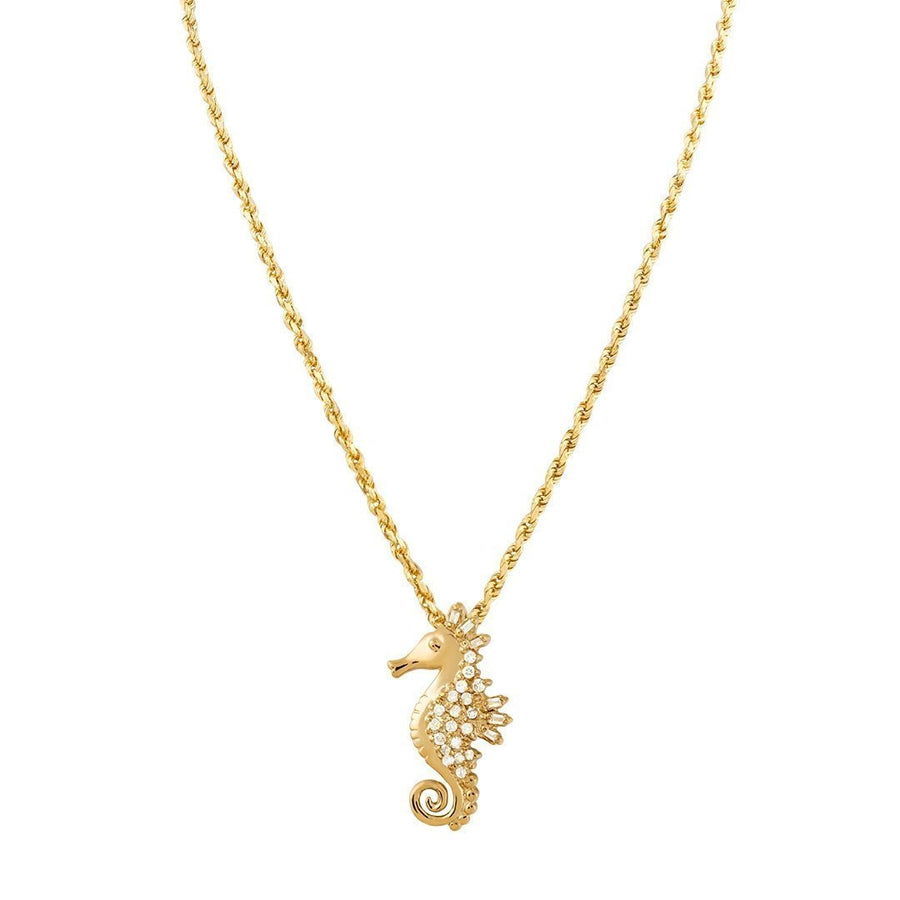 Yellow 14K Solid Yellow Gold Womens Diamond Seahorse Pendant 0.75 Ctw