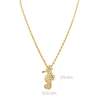 Thumbnail for Yellow 14K Solid Yellow Gold Womens Diamond Seahorse Pendant 0.75 Ctw