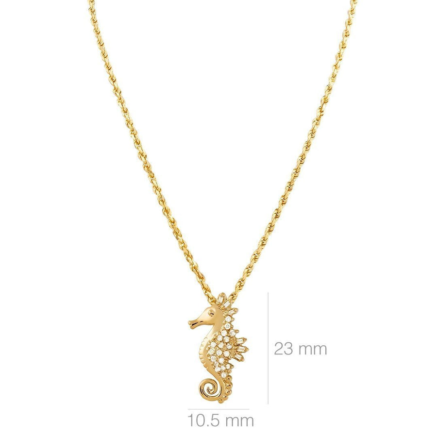 Yellow 14K Solid Yellow Gold Womens Diamond Seahorse Pendant 0.75 Ctw