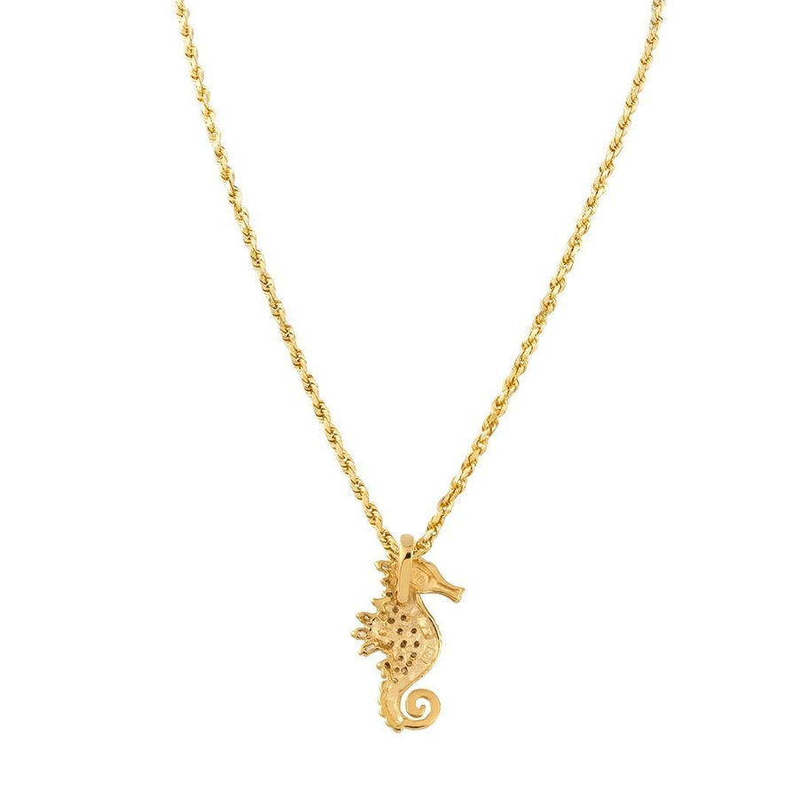Yellow 14K Solid Yellow Gold Womens Diamond Seahorse Pendant 0.75 Ctw
