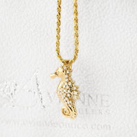Thumbnail for Yellow 14K Solid Yellow Gold Womens Diamond Seahorse Pendant 0.75 Ctw