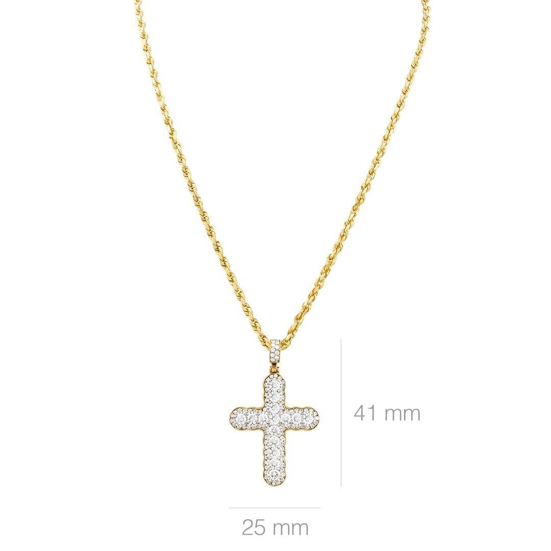 14k Two Tone Gold Diamond Cross Pendant 2.72 Ctw