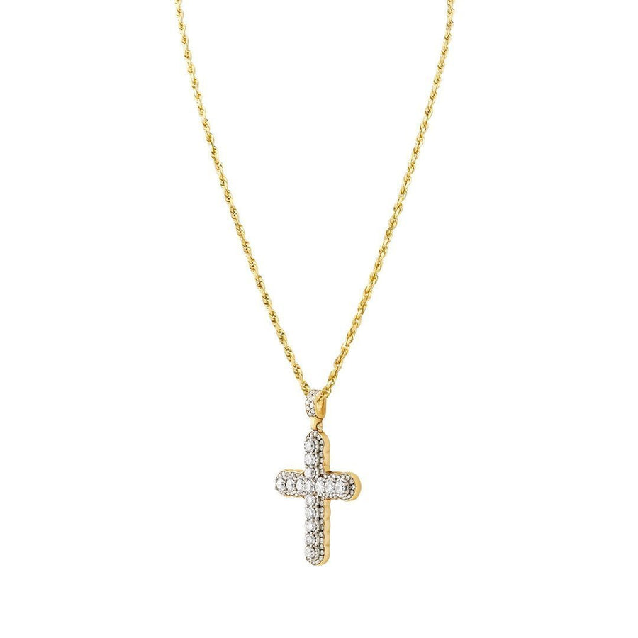 14k Two Tone Gold Diamond Cross Pendant 2.72 Ctw