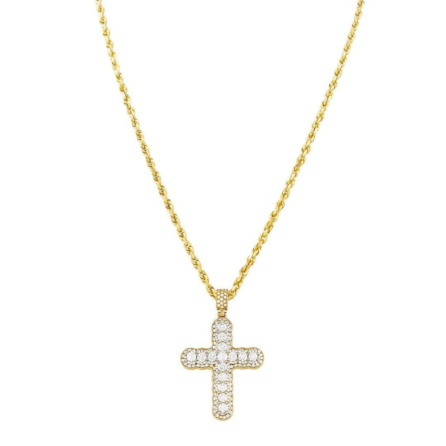 14k Two Tone Gold Diamond Cross Pendant 4.47 Ctw
