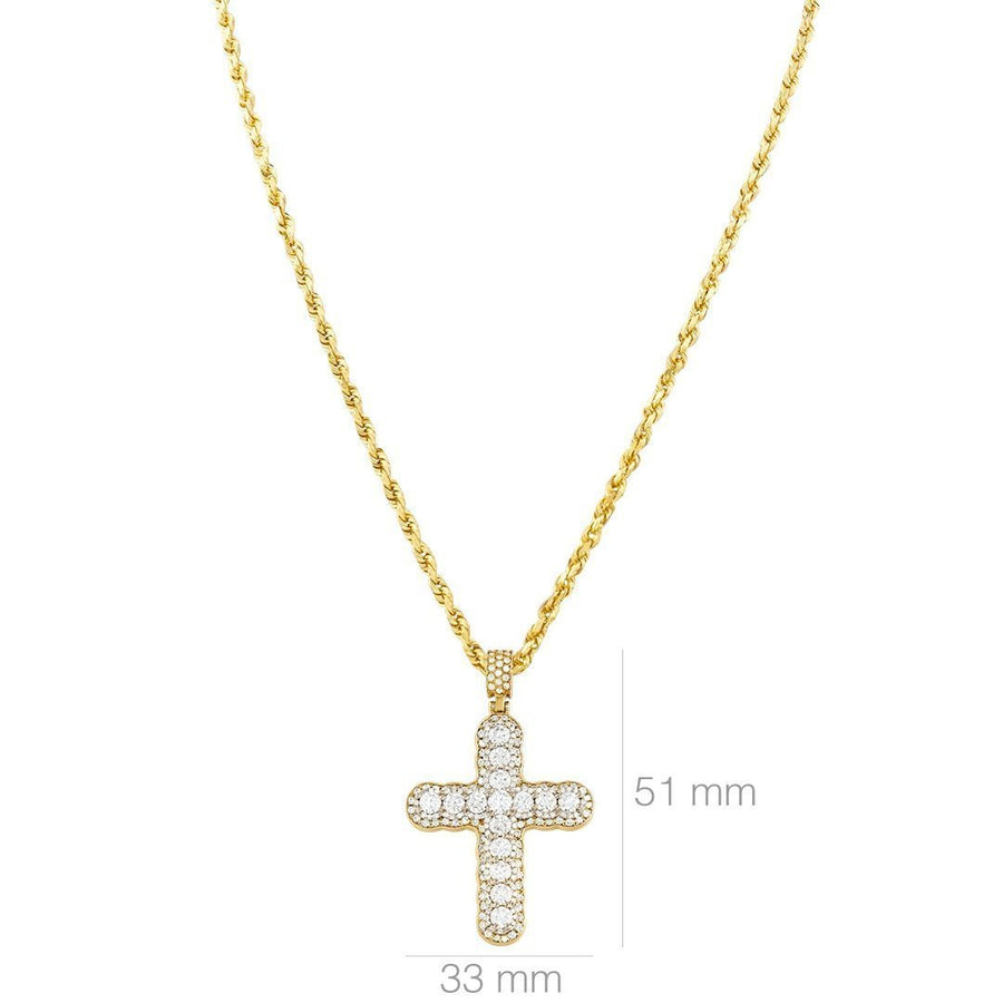 14k Two Tone Gold Diamond Cross Pendant 4.47 Ctw