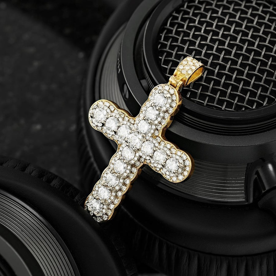 14k Two Tone Gold Diamond Cross Pendant 4.47 Ctw