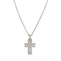 Thumbnail for TwoTone 14k Two Tone VS Emerald Diamond Cross Pendant
