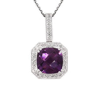 Thumbnail for White 14k White Gold Diamond Amethyst Pendant