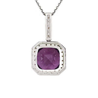 Thumbnail for White 14k White Gold Diamond Amethyst Pendant