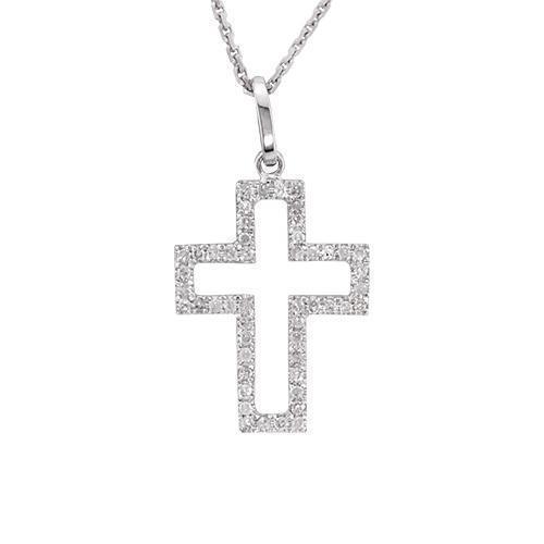 White 14k White Gold Diamond Box Cross 0.15ctw