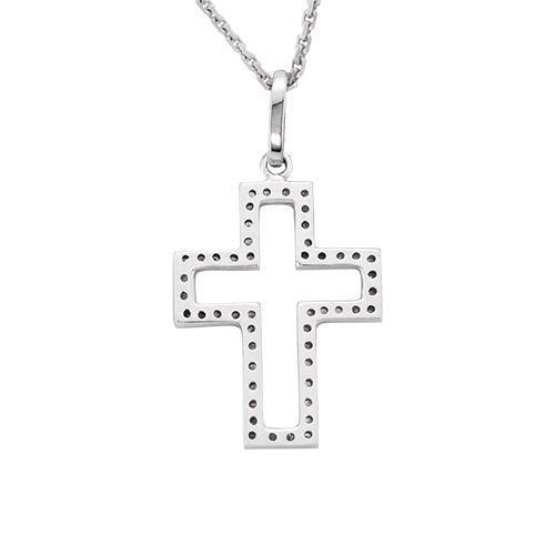 White 14k White Gold Diamond Box Cross 0.15ctw