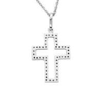 Thumbnail for White 14k White Gold Diamond Box Cross 0.15ctw