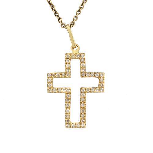 White 14k White Gold Diamond Box Cross 0.15ctw