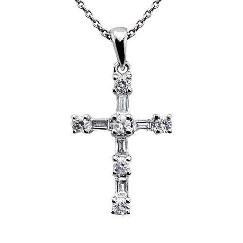 White 14k White Gold Diamond Cross 0.45ctw