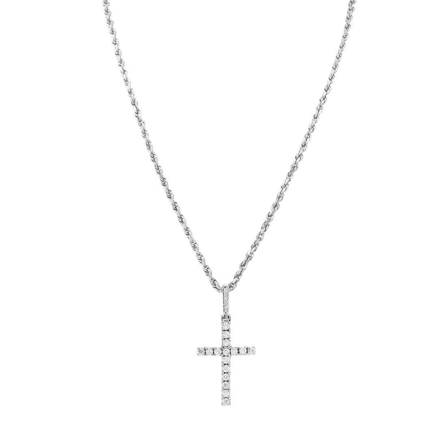 White 14k White Gold Diamond Cross Pendant 1.59 Ctw